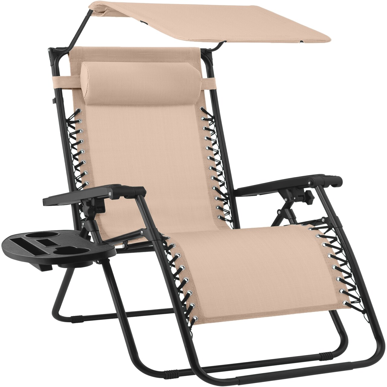 Best Choice Products 30” Extra Wide Folding Zero Gravity Patio Lounge Chair w/Adjustable Canopy Shade